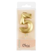 Свеча для торта Грани, цифра 5, золото, 6,5см