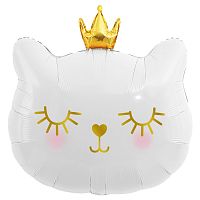 Воздушный шар фольгированный Фигура Котенок Принцесса, Белый