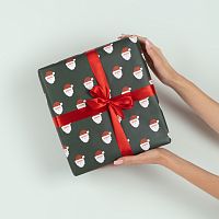 Упаковочная бумага Дед Мороз, зеленый, 0,7*1м