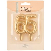 Свеча Цифра, 65 Юбилейные шарики, Золото, 8 см
