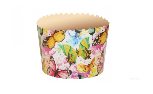 Форма бумажная для кулича Бабочки цветные, 110*85мм, 5шт