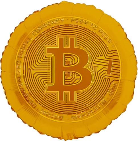 Воздушный шар фольгированный Круг Биткоин