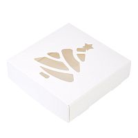 Коробка для печенья Елочка, 15*15*4см, белая