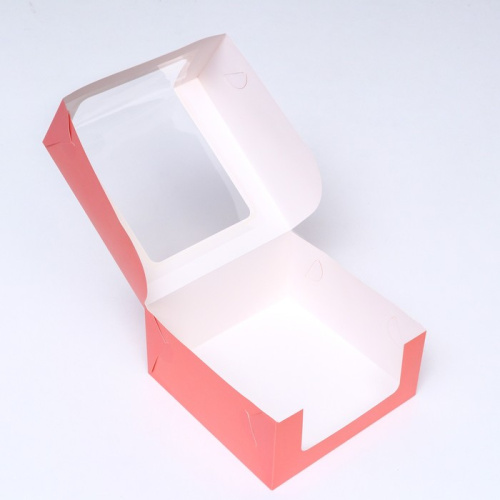 Коробка с окном, розовая, 21×21×10 см фото 2