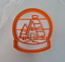 Вырубка с оттиском Магический шар: Домик с ёлочкой, 8см