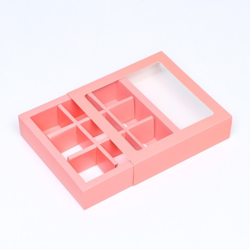 Коробка для 9 конфет, розовый, 14.5×14.5×3.5 см фото 2 Коробка для 9 конфет, розовый, 14.5×14.5×3.5 см фото 2