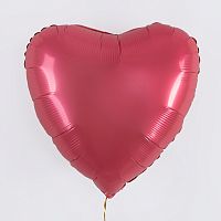 Воздушный шар фольгированный Сердце, Ягодная помада, сатин
