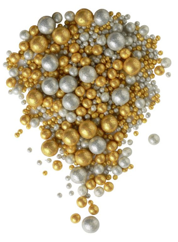 Посыпка воздушный рис Блеск Золото и Серебро микс, 50гр Посыпка воздушный рис Блеск Золото и Серебро микс, 50гр