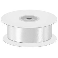 Лента атласная Белая 2,5см, 22,5 метра