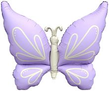 Воздушный шар фольгированный Фигура Нежная бабочка, сиреневый сатин, 94см