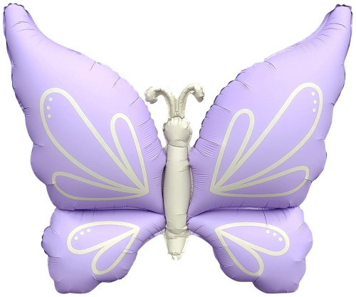 Воздушный шар фольгированный Фигура Нежная бабочка, сиреневый сатин, 94см