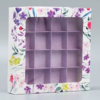 Коробка для 16 конфет, От всего сердца, 18.9 х 18.9 х 3.8 см