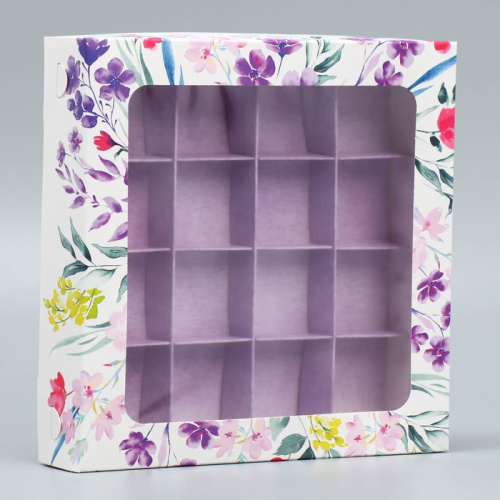 Коробка для конфет, 16 ячеек «От всего сердца», 18.9 х 18.9 х 3.8 см фото 2