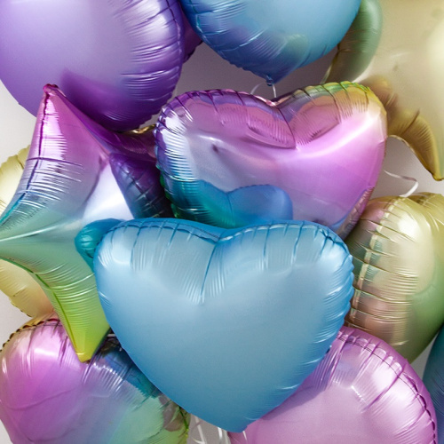 Воздушный шар фольгированный Сердце, Голубой, сатин фото 2