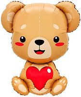 Воздушный шар фольгированный Фигура, Мишутка с сердцем