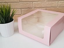 Коробка для муссового торта 23,5*23,5*11,5, розовая