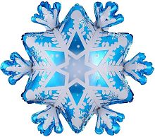 Шар фольгированный Фигура Снежинка, голубой/белый