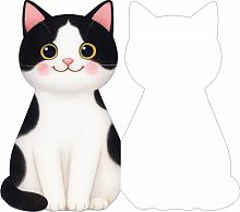Открытка Черно-белый Котик, 10,4*18,2см