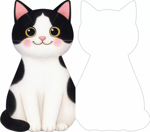 Открытка Черно-белый Котик, 10,4*18,2см Открытка Черно-белый Котик, 10,4*18,2см