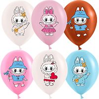 Воздушный шар латексный Плюшевые Эльфы, Милые друзья, ассорти, пастель