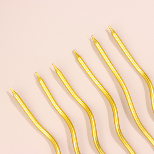 Свечи для торта  "Серпантин" 6  шт, коктейльные, золото фото 3