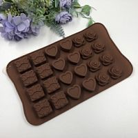 Форма для шоколада Подарок, сердце, роза 24в1, силикон 17*18см