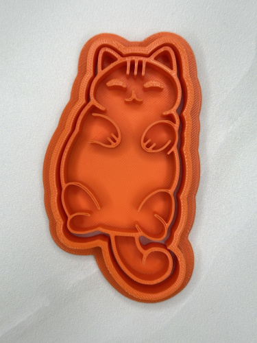 Вырубка с оттиском Довольный котик №2, 9,5см