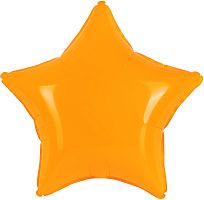 Воздушный шар фольгированный Звезда, Оранжевый, Неон, 46см
