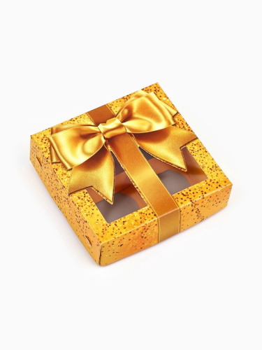 Коробка для 4 конфет со скретч-слоем Бант, 10.5×10.5×3.5 см