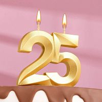 Свеча для торта Грань, Золото, цифры 25, 7,8см