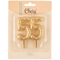 Свеча Цифра, 55 Юбилейные шарики, Золото, 8 см