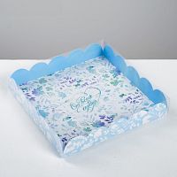 Коробка для печенья,  с PVC крышкой, «От всего сердца», 18 х 18 х 3 см
