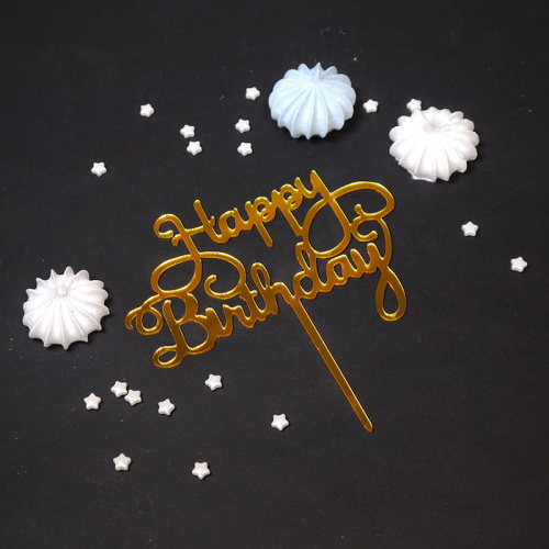 Топпер Happy Birthday, 10*13см, золото