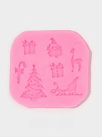 Молд Новогодняя суета, силикон, 8×1.1 см, розовый