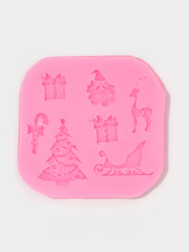 Молд Новогодняя суета, силикон, 8×1.1 см, розовый Молд Новогодняя суета, силикон, 8×1.1 см, розовый