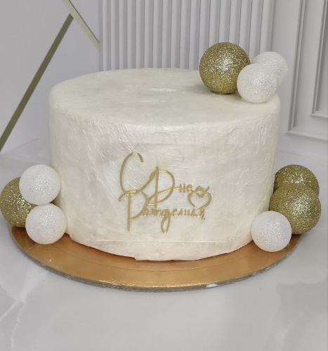 Топпер торцевой С Днем Рождения, 6*6см, золото