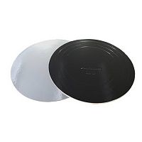 Подложка для торта 22 см, толщина 3,2 мм, черный/серебро