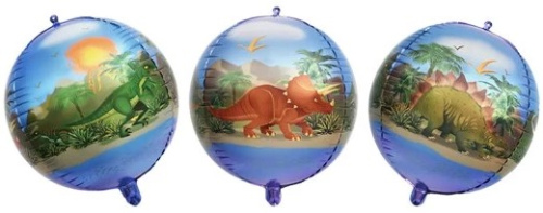Воздушный шар фольгированный 3D, Сфера, Динозавры, 1шт фото 2 Воздушный шар фольгированный 3D, Сфера, Динозавры, 1шт фото 2