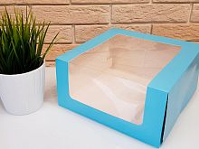 Коробка для муссового торта 23,5*23,5*11,5, голубая