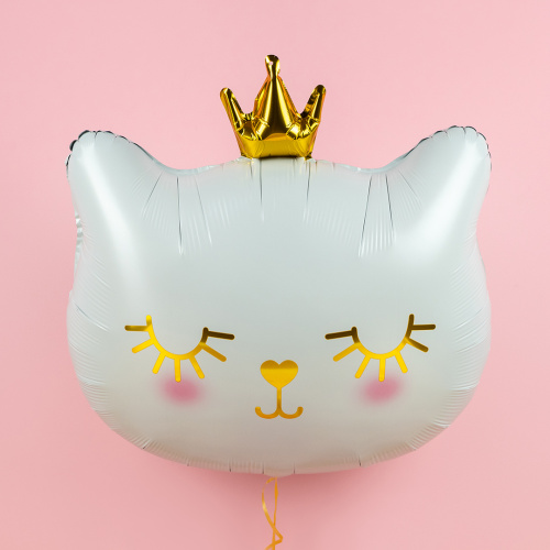 Воздушный шар фольгированный Фигура Котенок Принцесса, Белый фото 2