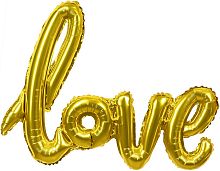 Воздушный шар фольгированный Фигура, Надпись "Love", Золото, 56см