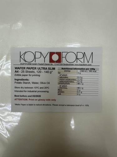 Вафельная бумага УЛЬТРА ТОНКАЯ 25 листов 0,З мм KopyForm фото 2
