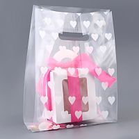 Пакет прозрачный с вырубной ручкой Сердечки, 17*33+17см