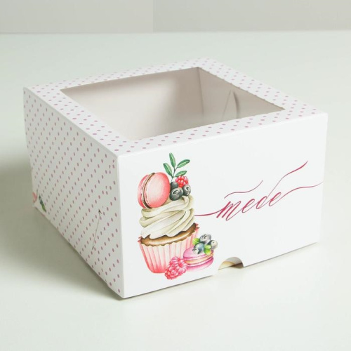 Коробка для 4 капкейков «Тебе» 16 х 16 х 10 см фото 3