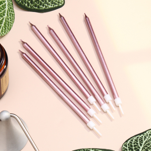 Свечи в торт "Ройс", 6 шт, высокие, 13 см, розовый металлик фото 2 Свечи в торт "Ройс", 6 шт, высокие, 13 см, розовый металлик фото 2