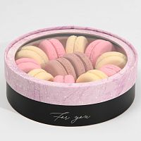 Коробка для макарун,  тубус с окном, For you 20 х 20 х 5 см