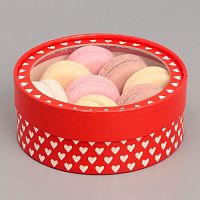 Коробка тубус для макарун с окном Love 16×16×5 см