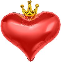 Воздушный шар фольгированный Сердце с короной, красный