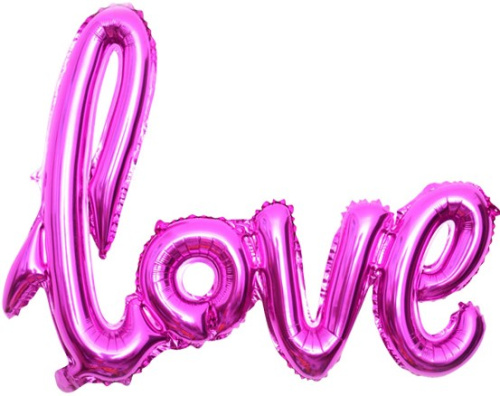 Воздушный шар фольгированный Фигура, Надпись "Love", Фуше, 56см Воздушный шар фольгированный Фигура, Надпись "Love", Фуше, 56см
