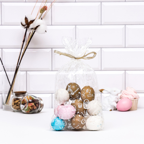 Пакет прозрачный для кулича Пасхальные зайчики, 20*35см